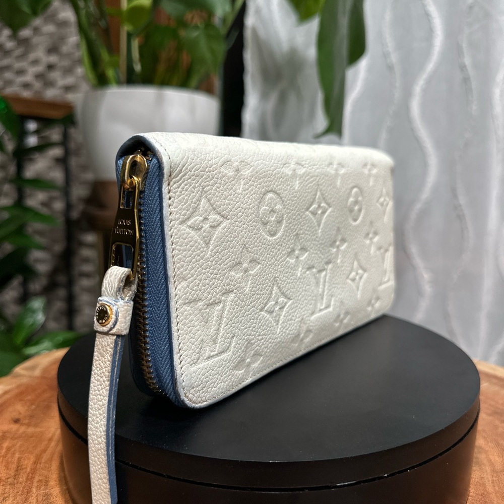 Louis Vuitton Monogram Empreinte Zippy Wallet White Blue Full Set COA - Picture 13 of 16